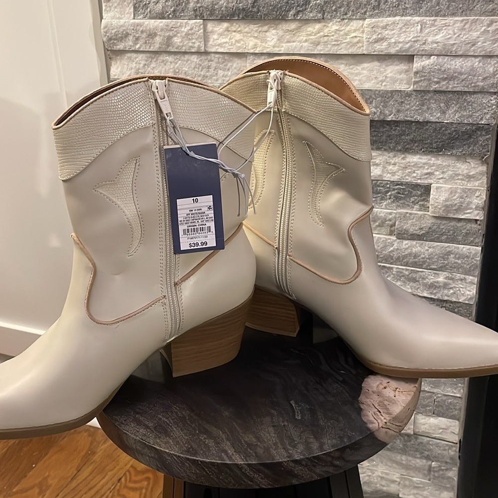 NWT UNIVERSAL THREAD OFF WHITE SHANA WESTERN BOOTS WOMEN 10 - Picture 6 of 11